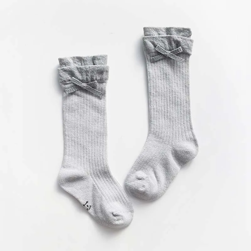 gray 10 пар/партия, милые детские гольфы с бантом детская зимняя теплая согревающая повязка для колена - Цвет: gray
