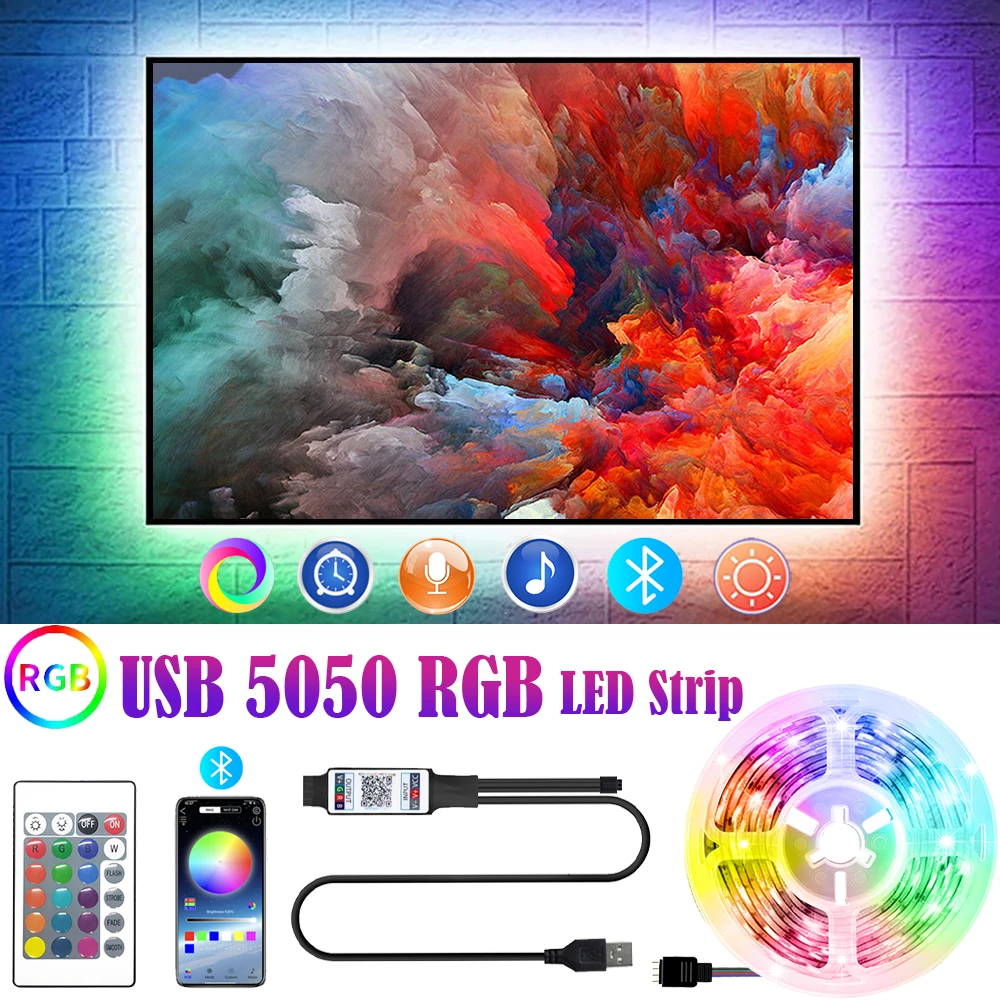 Bluetooth светодиодный светильник полоски 5050 инфракрасный контроллер RGB 5В USB гибкий