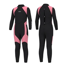 Hevto Wetsuits Kids Girl 3mm Neoprene Swimsuit Scuba Surf Diving Suit Long Sleeves Back Zip Snorkeling Equip for Underwater