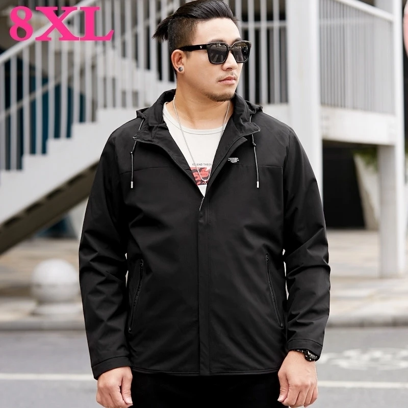 Мужские куртки размера плюс 8XL 7XL весна-осень одноцветные модные пальто мужские