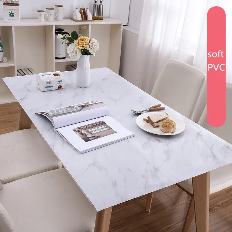  High Grade Imitation Marble Pvc Coffee Table Mat Custom Made Waterproof Oilproof Heat Resistant Tab