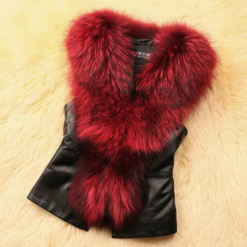 

Women Leather Warm Vest Winter Luxury Elegant Faux Fur Jacket Fashion Casual Short Coat Sweet Sexy Plus Size Clothing 2020 New