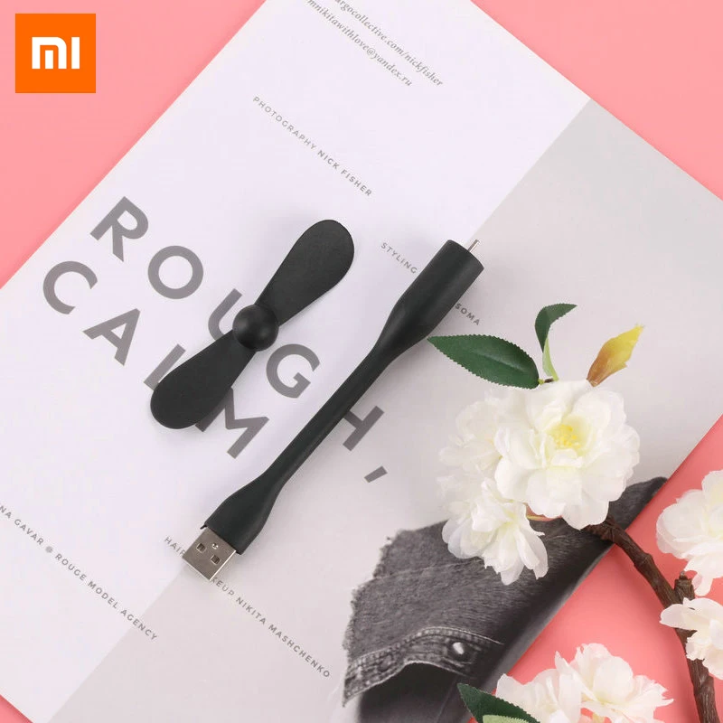 Xiaomi Портативный Гибкий мини USB вентилятор гибкие съемные USB гаджеты низкая мощность для банка питания для ПК для ноутбука для OTG - Color: Black