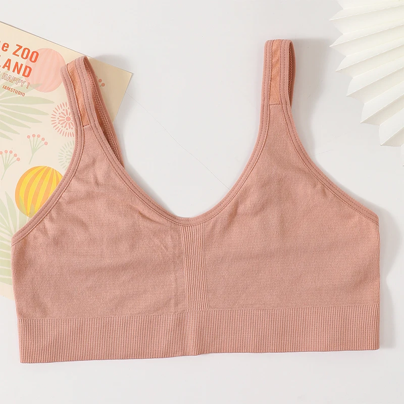 Women Lingerie Bra Women Tube Tops Tube Top Ribbed Bra Seamless Underwear Female V Neck Bralette Crop Top Soft Breathable