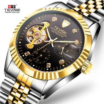 

TEVISE Top Brand Luxury Automatic Mechanical Men Watches Business Fashion Calendar Casual Hollow Luminous Waterproof Watch