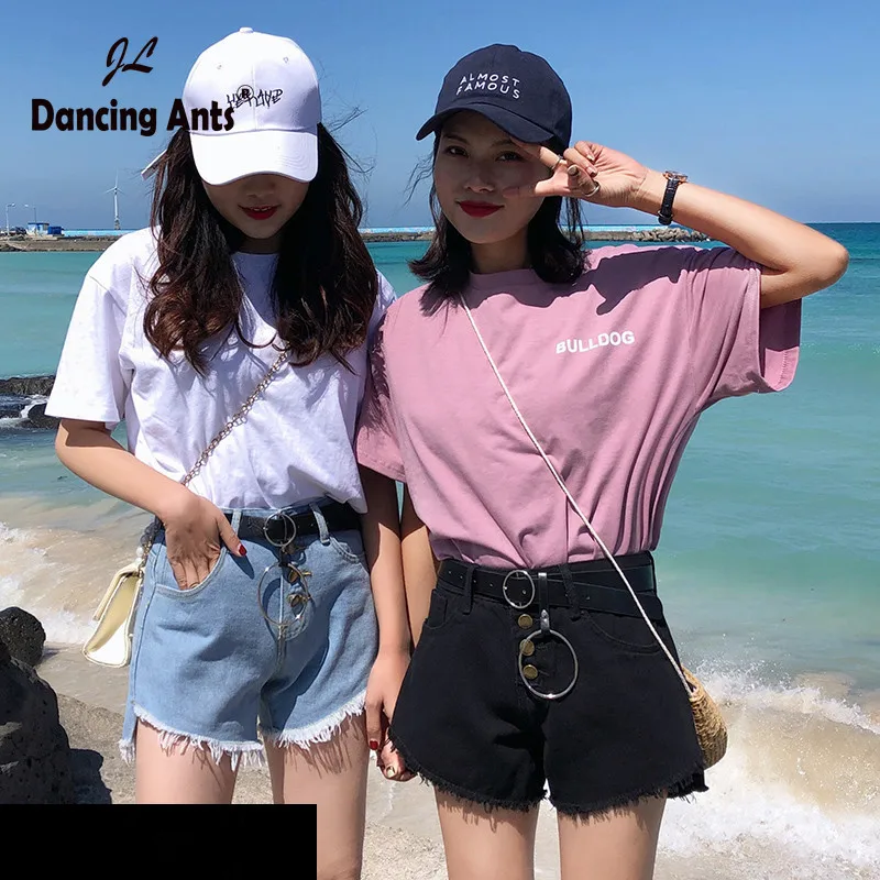 

Woman Shorts High Waist Wide-leg Loose Short Trousers Korean Style Solid Hole Single Breasted Casual Denim Shorts 2020 Summer