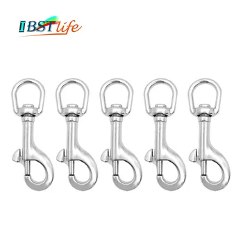 

5PCS 83mm 304 Stainless Steel Swivel-Eye Bolt Spring Snap Hook Round Eye Swivel Quick Hook Hiking Camping Carabiner Pet Chains