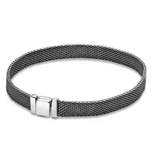 Серебряный браслет из натуральной 925 пробы, черный браслет из плетеной сетки для браслетов reflexions, подходит для женщин, подвеска из бисера, модное ювелирное изделие Diy