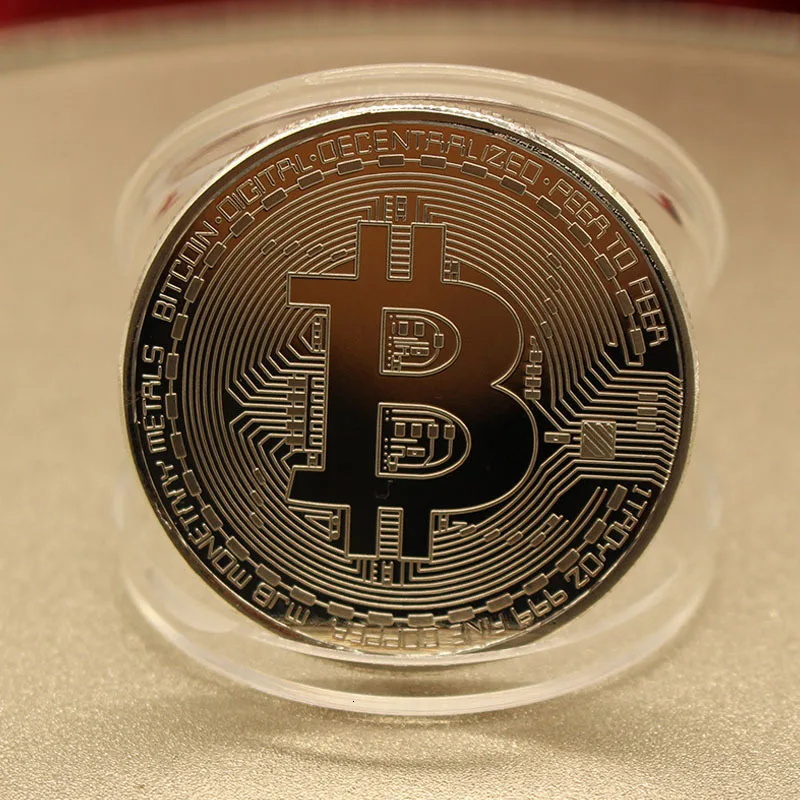 Невалютных Коллекционные вещи сувенирная монета Bitcoin Позолоченные физическая бит монеты BTC с Чехол подарок металла античная имитация художественных