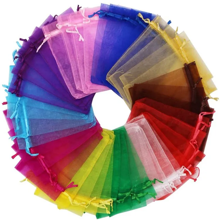 Organza Pouches Bags 7x9cm Wedding Parry Gift Candy Drawstring Bag For Jewelry Earring Display Packaging 10/20/50/100pcs Organza Bags Jewelry Bags
