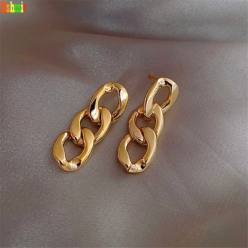 Kshmir pendientes de estilo Punk para mujer, aretes de cadena, pendientes de diseño sencillo, joyería, cadena geométrica metálica, 2020|Pendientes con forma de gota| -