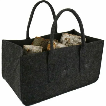 

Fireplace Felt Bag Wood Basket With Handle Stand Shoulder Bag Magazine Rack
