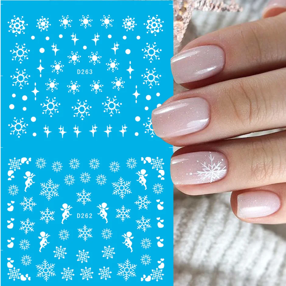Stickers Nail Art Flocons De Neige Blancs - Déco Ongles Noël - Neuf Sous Emballage