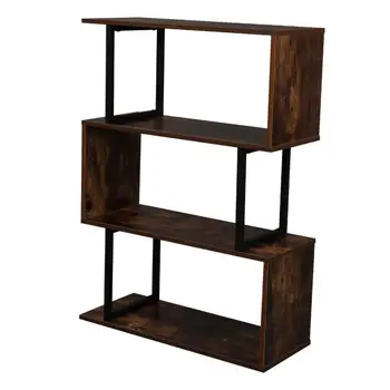 

3-Tier Industrial Easy-Assembly Metal Frame Bookcase Storage Shelf For Living Room Narrow Bedroom Office