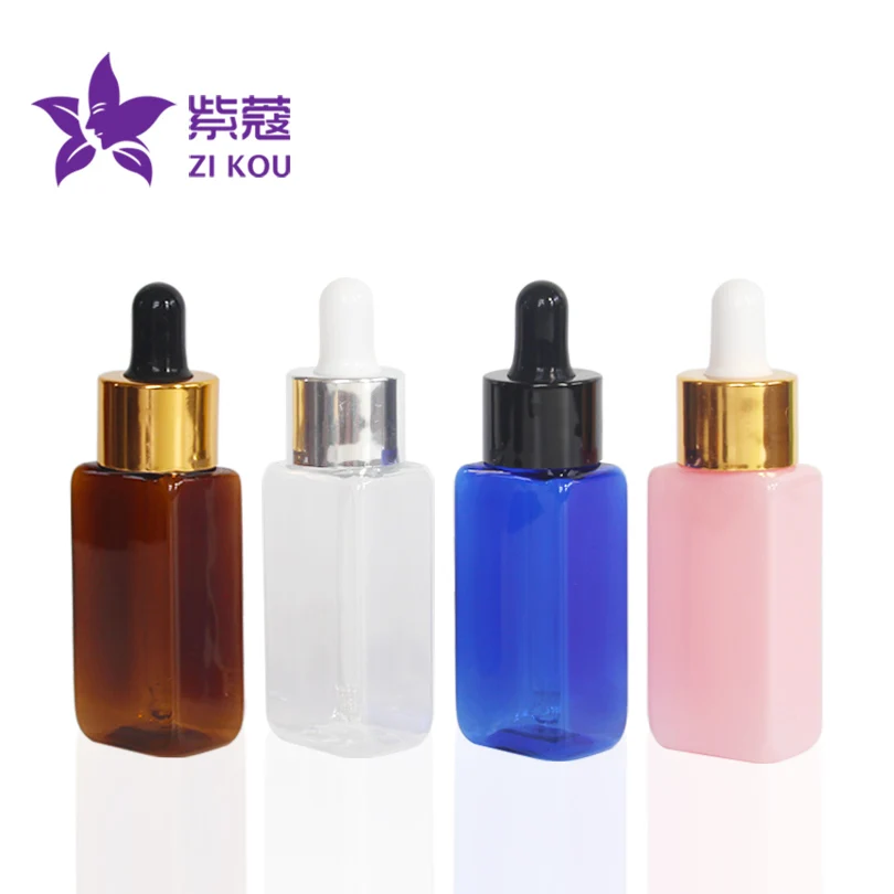1Pcs 30ml square Empty Makeup Glass Bright lid with Eye Dropper Portable Refillable Bottle Esstenial Oil Liquid Container | Красота и