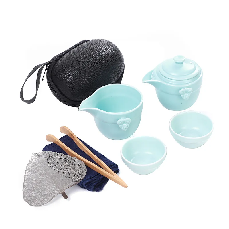 Чайный набор Gaiwan черная посуда керамическая чайник чашки чайные наборы портативный чайный набор для путешествия с сумкой для путешествий C26