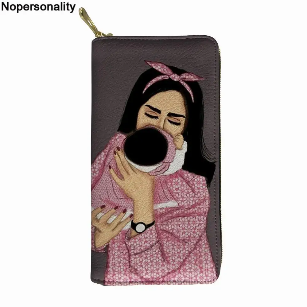 Nopersonality мультфильм супер мама печати Длинные кошельки женский розовый клатч Сумки из искусственной кожи держатели для карт женские карман для телефона