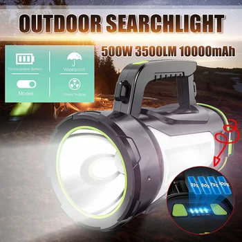 

3500LM 500W LED Searchlight USB 3 Modes Spotlight Flashlight Work Light 15000mAh Battery Hand Lamp Camping Lantern Hunting