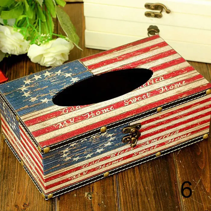 Ретро Американский Флаг узор домашний Автомобиль кожаная коробка ткани PU чехол бумажный контейнер салфетка бумажное полотенце хогард