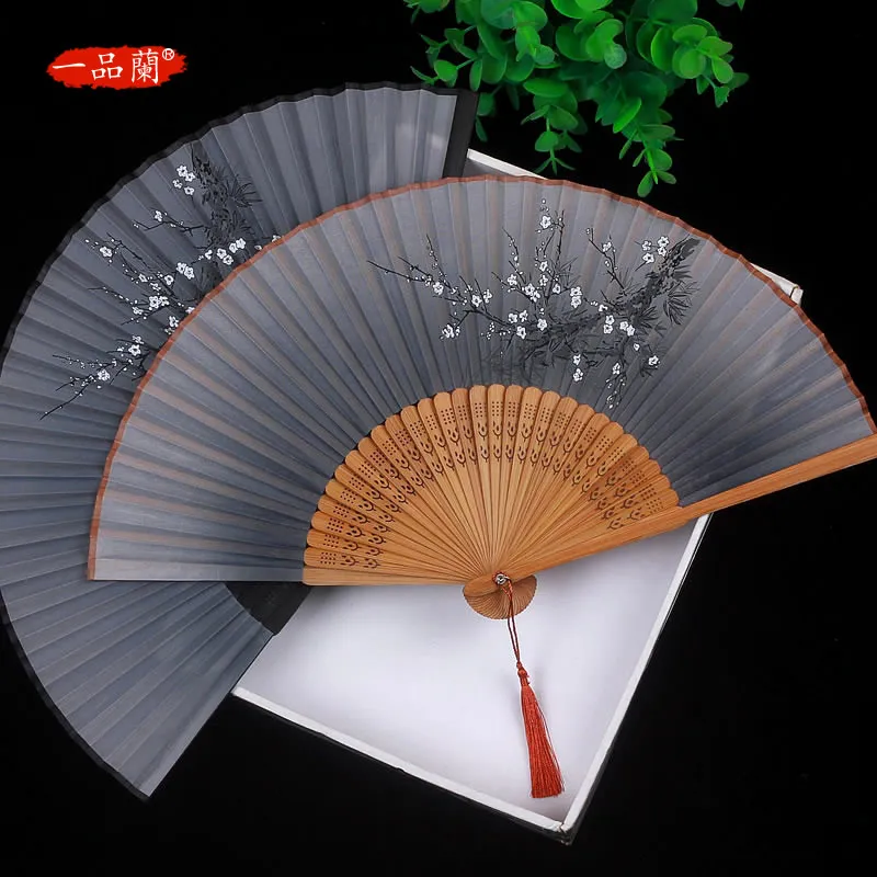 Китайский старинный складной веер Fanzi ручной работы женский японский маленький Классический Портативный Шелковый маленький бамбуковый веер Hanfu