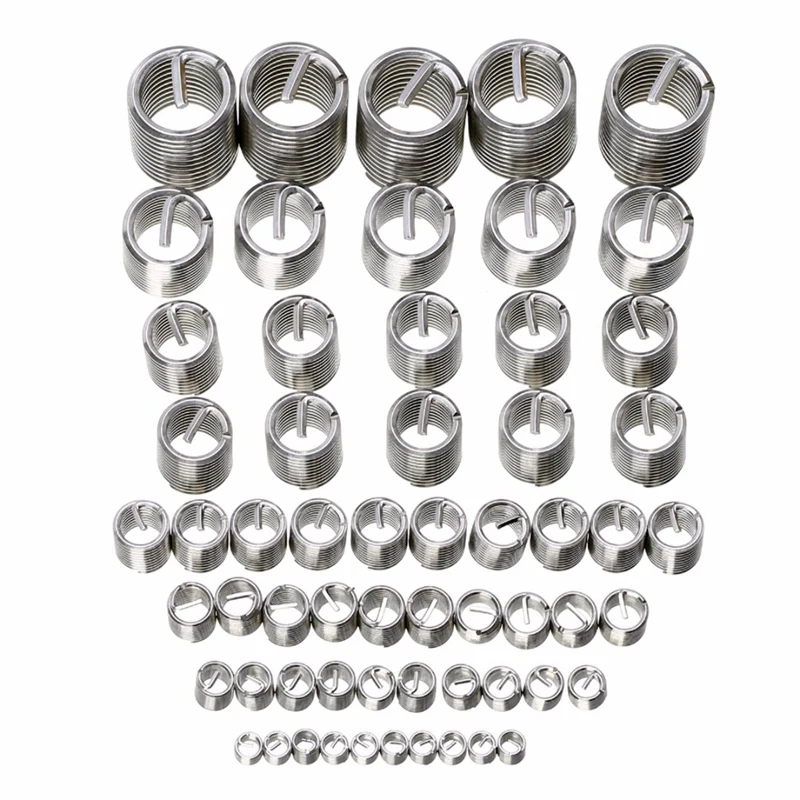 HHO-60Pcs Серебряный M3-M12 комплект для ремонта резьбы набор из нержавеющей стали для ремонта аппаратных средств