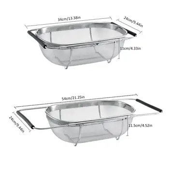 

Retractable Over The Sink Perforated Water Draining Colander Strainer for Washing Rinsing Fruits Vegetables Dishwasher
