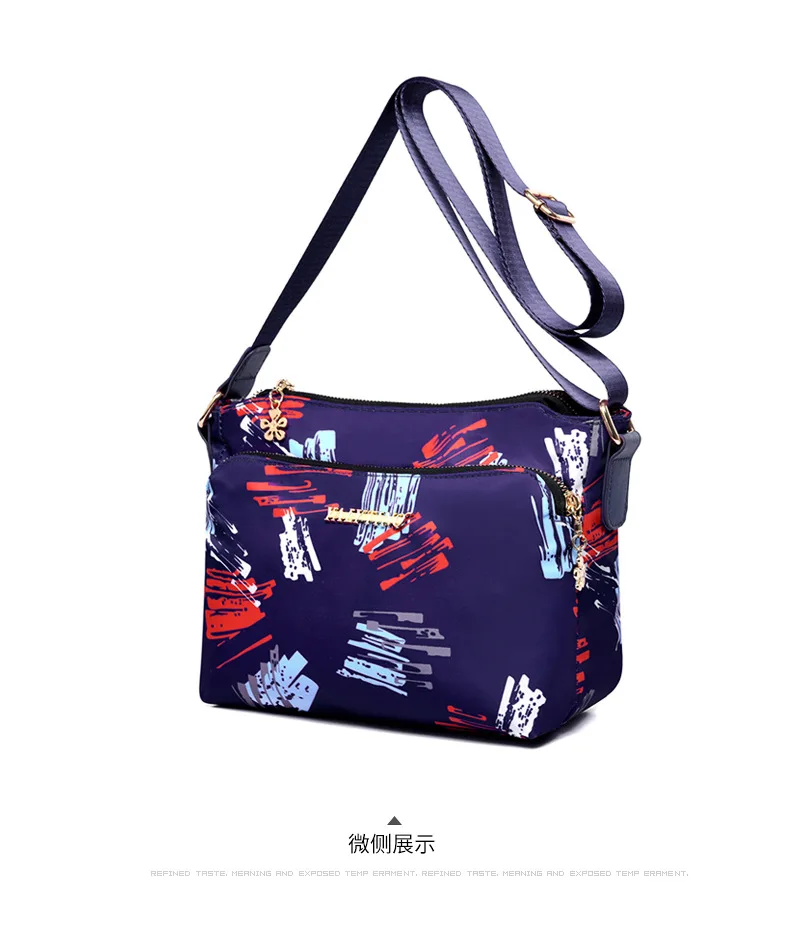

Ougger Small Luxury Handbags Women Bags Shoulder Bags Casual Style Blue Nylon Flap Bag with Cartoon Printing for Shopping