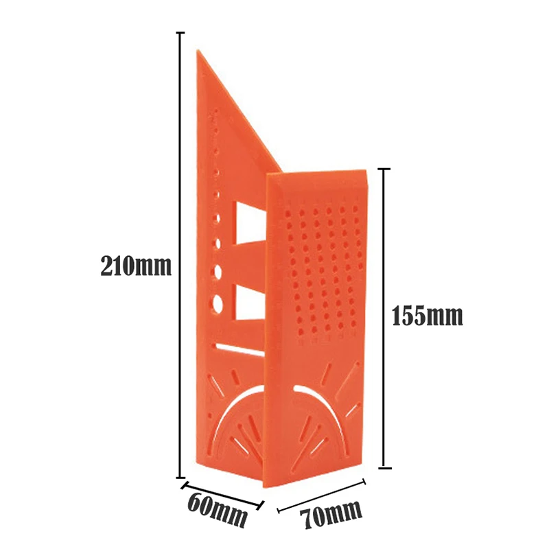 3D угол измерения квадратного размера деревообрабатывающий измерительный инструмент линия 90 градусов Калибр Т-образная линейка Дырокол Scribing Gauge 10 цветов - Цвет: Dark orange