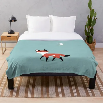 

Moon Fox Throw Blanket Soft Sherpa Blanket Bed Sheet Single Knee Blanket Office Nap Blanket