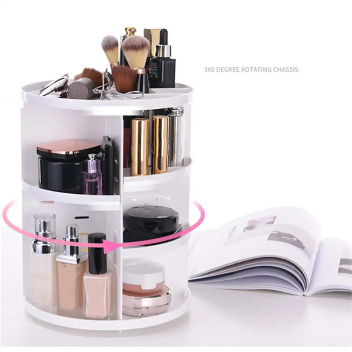  Makeup Display Stand Large Capacity Makeup Organizer 360 Degree Rotating Cosmetics Storage Rack Fas