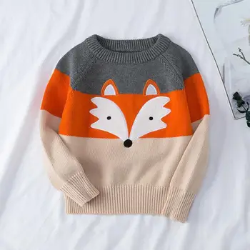 

1-7 Years Girls Sweaters Cartoon Fox Print Knitted Sweaters For Boys Kids Clothing 2020 High Quality Casual Pullover New