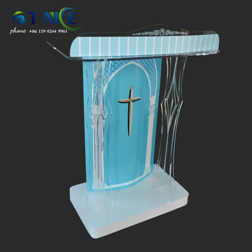 Popular Pulpit Cross Lectern Display Podium Conference Room Podium School Theatre Furniture Dais