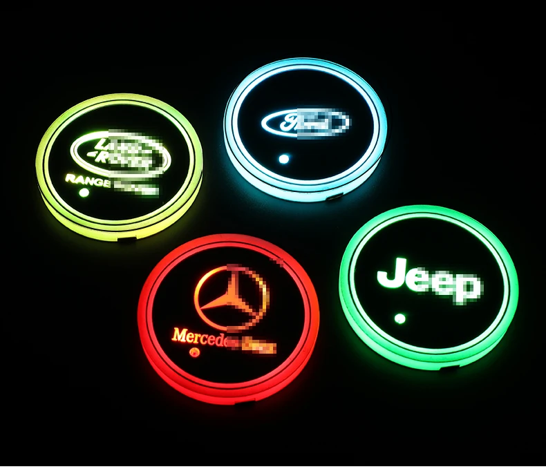 Aiwins Car luminous coaster Cup Mat For Volvo XC60 S60L S90 V60 40 XC90 car logo light Accessories Atmospherelight