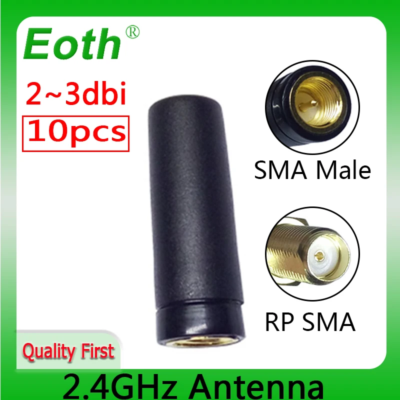 EOTH 10pcs 2.4g antenna 2~3dbi sma male wlan wifi 2.4ghz antene IPX ipex 1 SMA female pigtail Extension Cable iot module antena