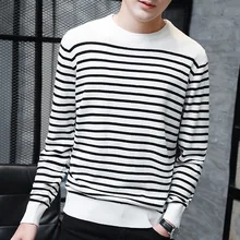 ^#Cheap New men's sweater stripe knitwear Korean round neck Pullover plus size sweater ^#Cheap New men's sweater stripe knitwear Korean round neck Pullover plus size sweater