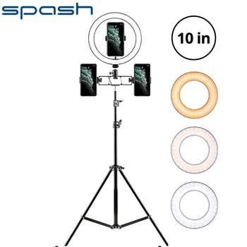

spash Ring Lamp 10 inch Ring Light USB Dimmable Ring Lamps LED Ring Lamp with Phone Holder and 210cm Tripod for Youtube video