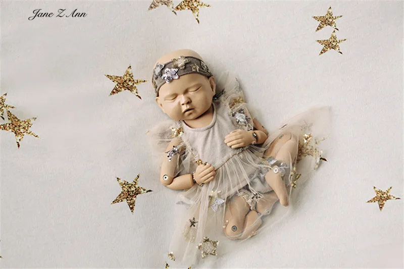 Jane Z Ann/блестящее платье принцессы со звездами; сетчатая пряжа; вышивка из бисера; сказочный дух; реквизит для фотосъемки новорожденных