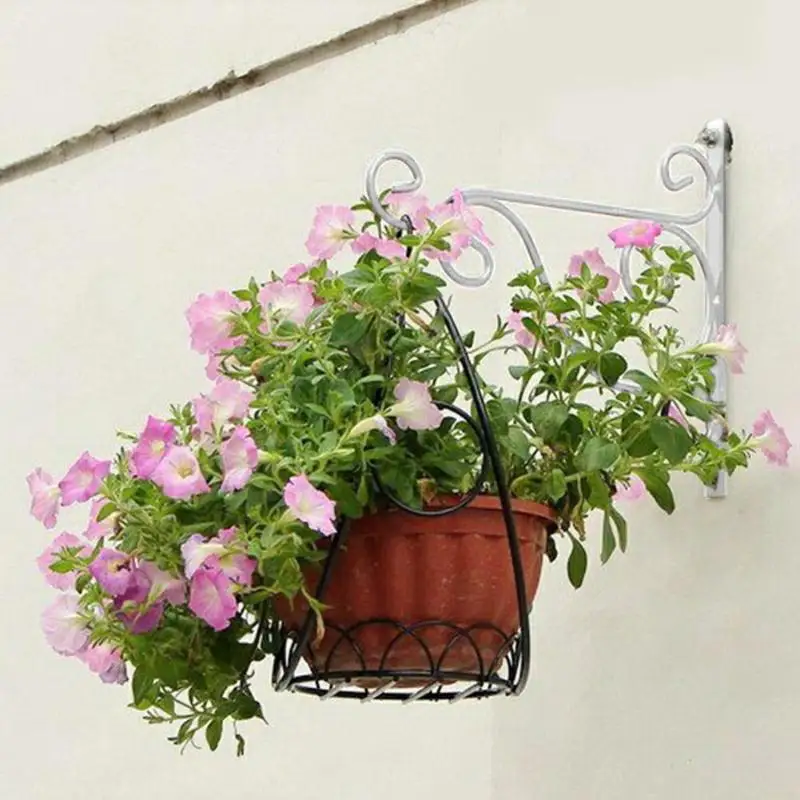 25x20 см Европейский стиль балкон цветочный горшок из кованого железа настенные подвесные крючки домашние декоративные полки