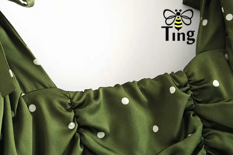 Tingfly дизайнерский пружинный фонарь с длинным рукавом в горошек мини-платье сексуальное облегающее вечернее платье с завязками повседневное для любви