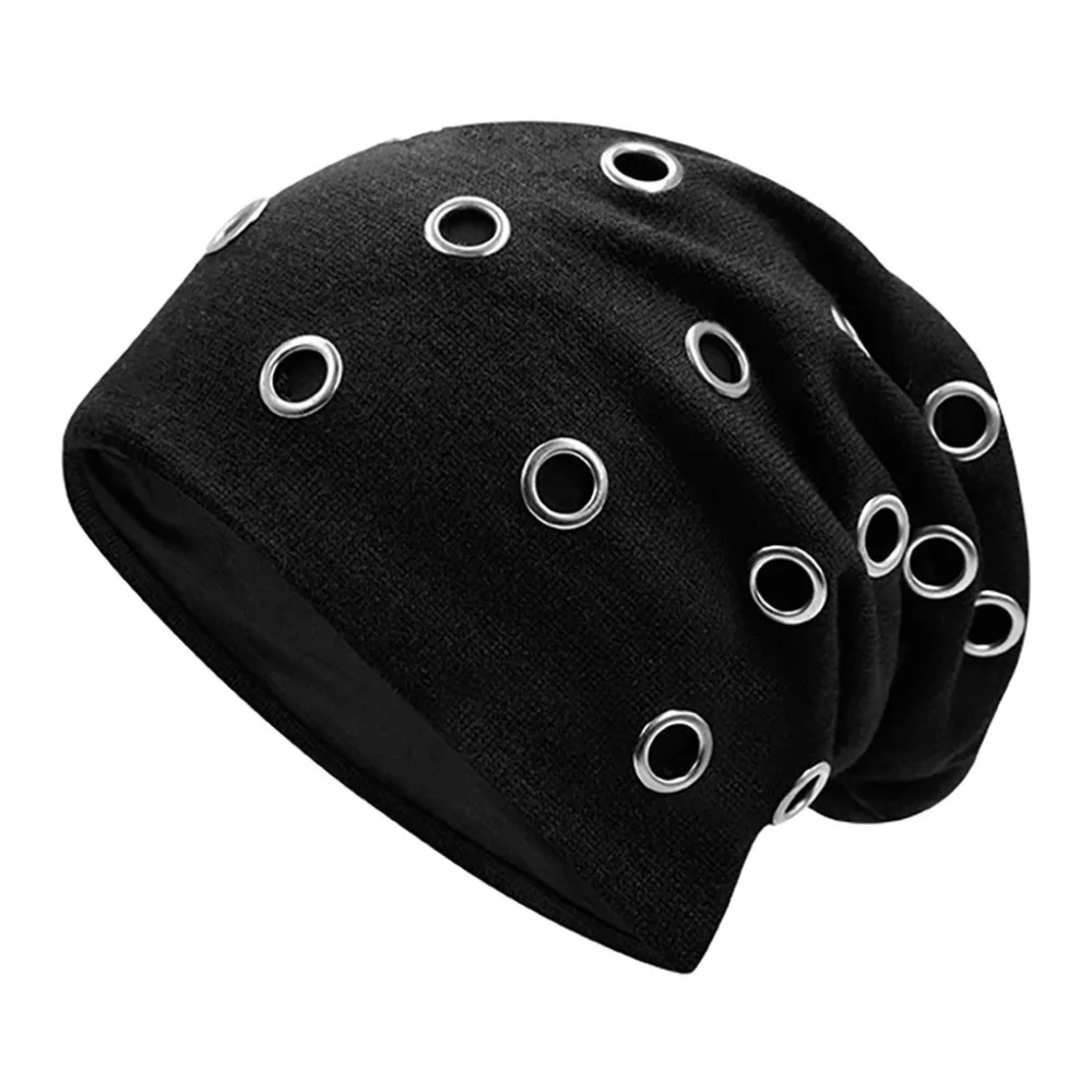 Beanies зимняя шапка унисекс для женщин и мужчин зимняя шляпа вязаная шапка металлический круг конопляющая шерстяная шапка шапочка Muts#2O04