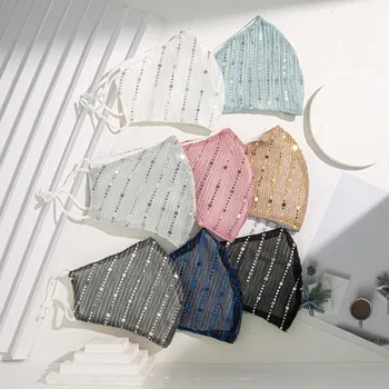 

Casual Sequined Mask glitter Printed Masks Fabric Adult Mouth Cover Washable Reusable Mouth Mask Women Face Cover masque