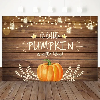 

Halloween Photography Backdrop A Little Pumpkin Bokeh Lamp Maple Leaf Wooden Photo Background Party Decoration Props Printed