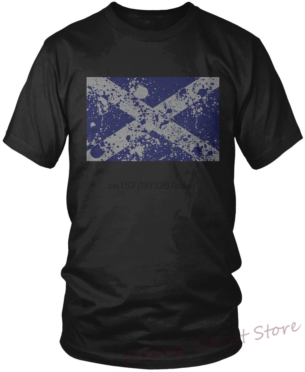 

Paint Splatter Scotland Flag Men T-Shirt Scottish Flag Scots Pride Men Scotland Soccer Shirts AMD1386