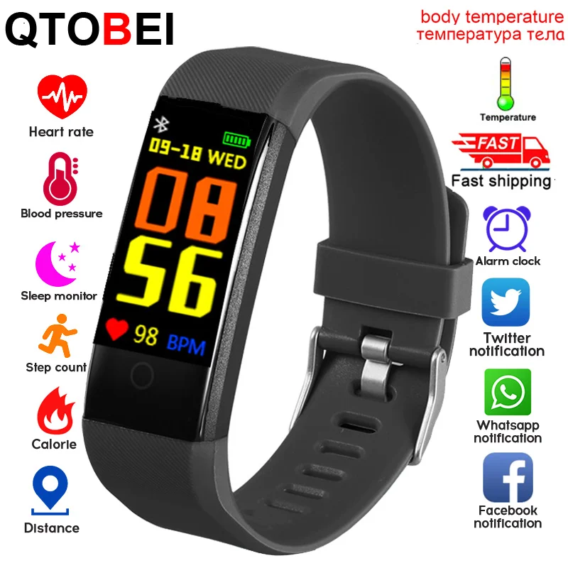 Смарт браслет термометр Smartband фитнес трекер для измерения сердечного ритма часы