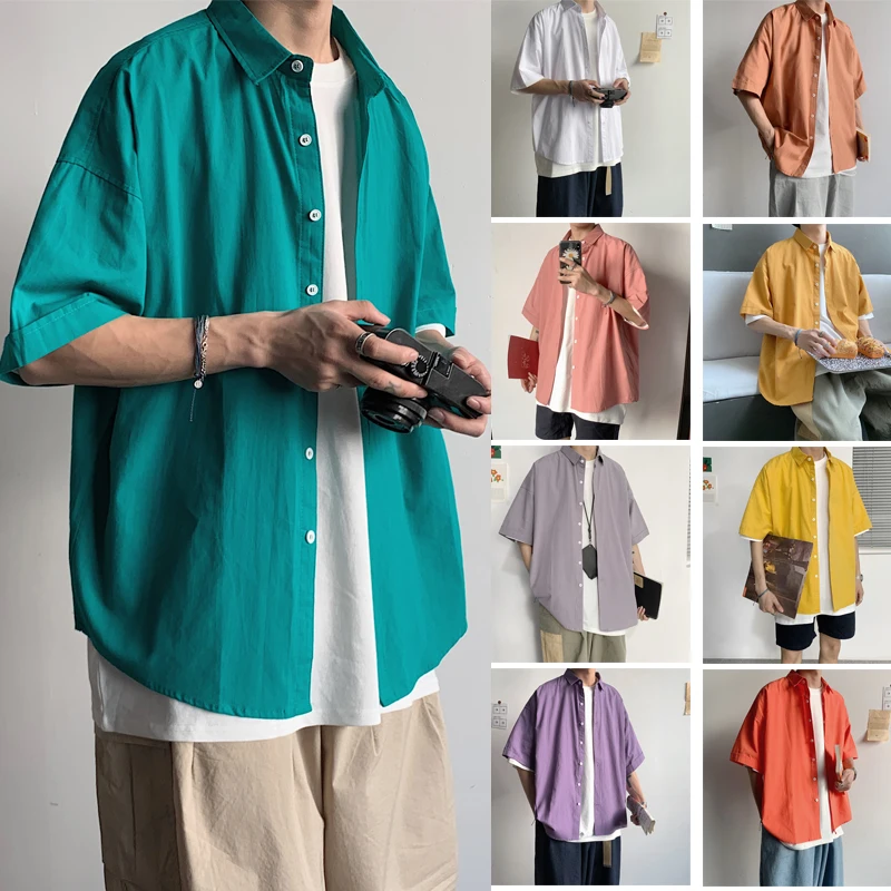 Camisas de manga corta de alta calidad para hombre, blusas abotonada a la moda, Hawaianas, regalo para novio, Tops de gran tamaño, 2021