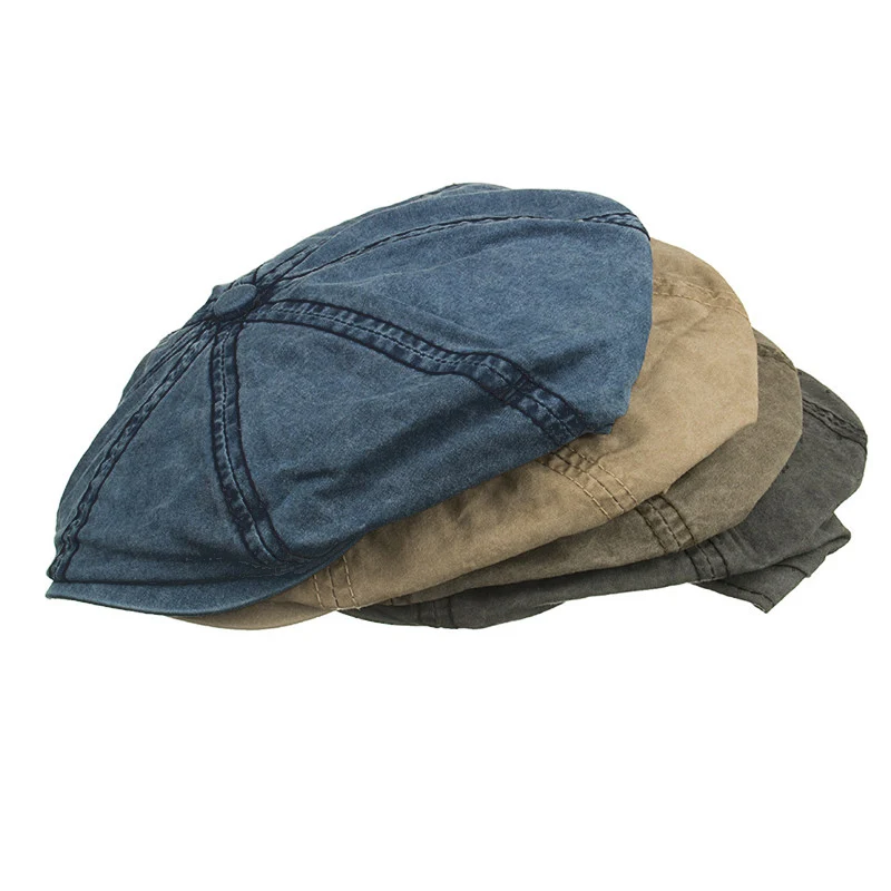 Painter Star Anise Denim Unisex Newsboy Hat - High-Quality Outdoor Berets