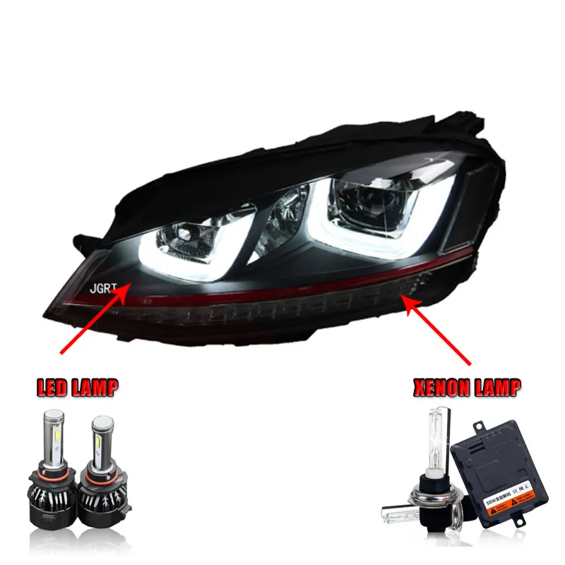LED HighBeam 2 шт. автомобильный стиль светодиодный фары для VW Golf 7 2013- для Golf 7 Головной фонарь светодиодный DRL Объектив двойной луч H7 HID Xenon bi xenon объектив - Цвет: LED HighBeam