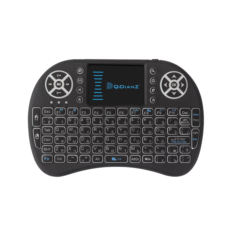 I8 En/Ru/Es/Fr Беспроводная мини клавиатура USB Air mouse сенсорная панель с подсветкой для