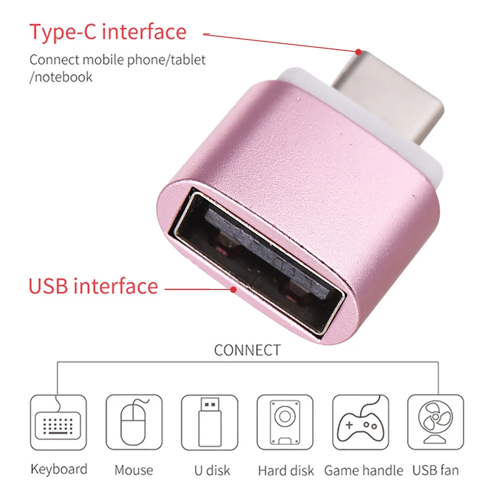 Розовый OTG type-C USB адаптер штекер к usb type C Женский OTG конвертер зарядное устройство для samsung S10 type-C OTG кабель для Macbook