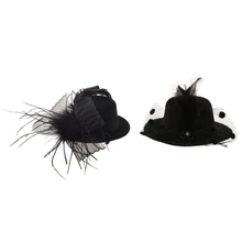 Органза вуаль шляпа с фольгой мини-топ Шляпа заколка для волос& перо сетка бант заколка для волос черный мини-топ шляпа вечерние Лолита косплей Готика